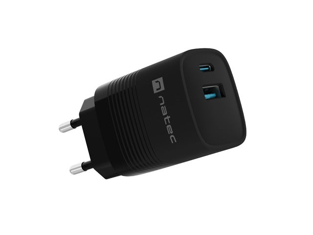Natec USB Charger  Ribera Gan 1X USB-A + 1X USB-C 30W, Black