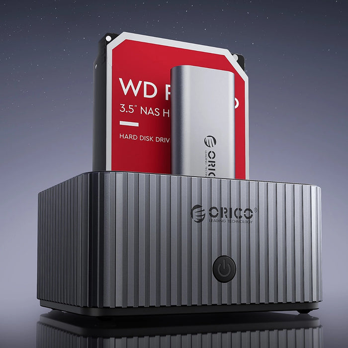 Orico IT28E-C 2-Disk Docking Station with M.2 NVME 2.5"/3.5 HDD/2.5" SSD Clone Function - Gray