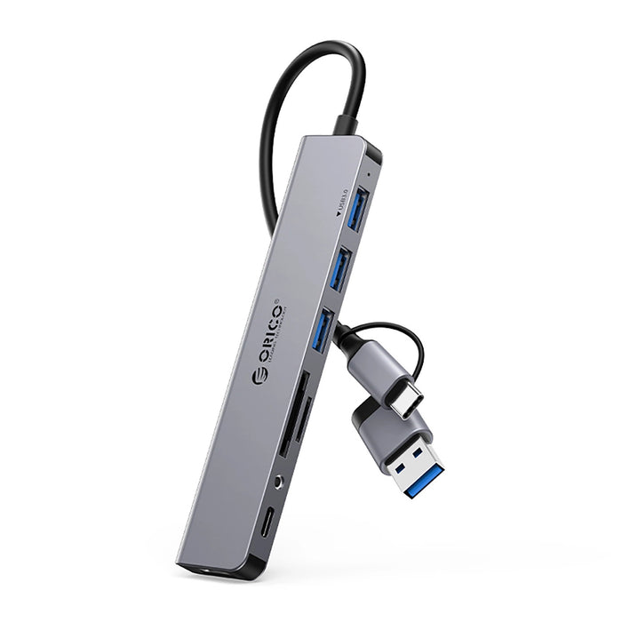 Orico YSA8-U3 USB-A/USB-C Hub Docking Station 3x USB-A 2.0 + 1x USB-A 3.0 + 1x USB-C 2.0 + 1x 3.5mm Audio + 2x TF&amp;SD - Gray