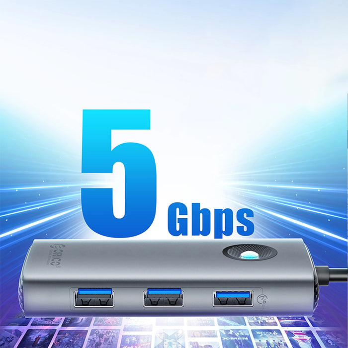 Orico PW11-6P USB-C Hub Docking Station 3x USB-A 3.0 + 1x USB-C 2.0 + 1x HDMI - Gray