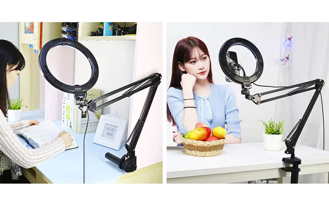 Desktop arm stand Puluz with 26cm LED Vlogging Ring PKT3090B