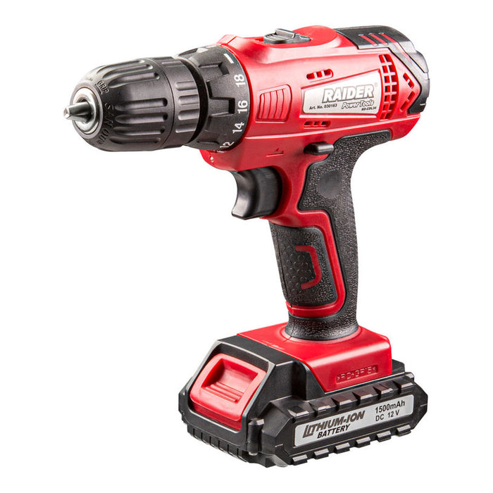 BATTERY DRILL RAIDER RD-CDL34 12 V, 24.00 nm, NUMBER OF BATTERIES 2, 1.50 Ah, SUITCASE