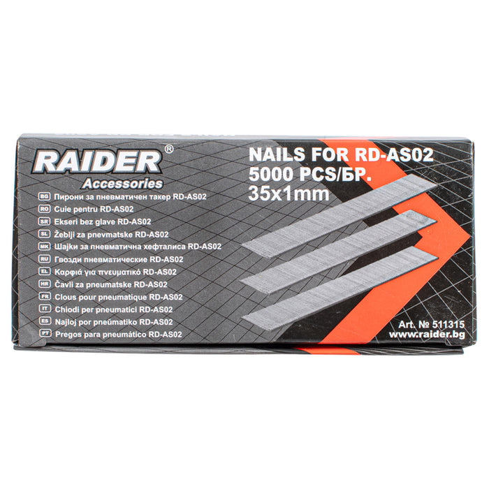 NAILS FOR PNEUMATIC TAKER 35X1 MM RAIDER RD-AS02 50 PCS