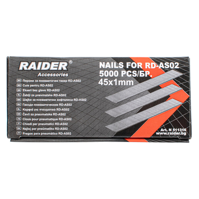 NAILS FOR PNEUMATIC TAKER 45X1 MM RAIDER RD-AS02 5000 PCS