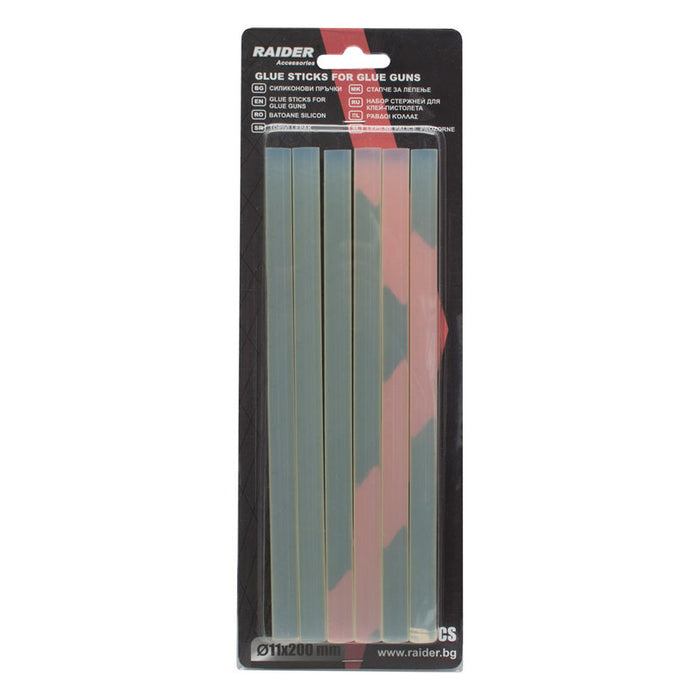 HOT GLUING CARTRIDGES 6 PCS TRANSPARENT F 11 X 200 MM RAIDER