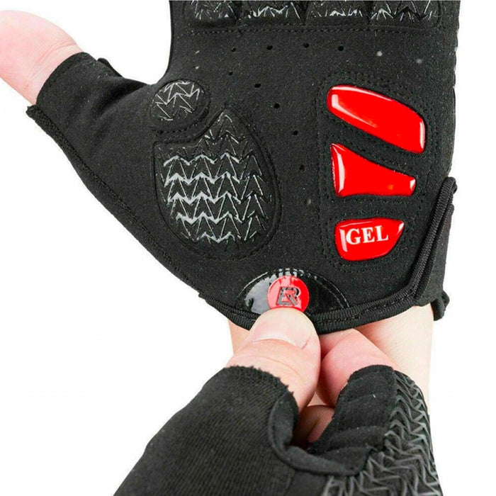 Rockbros S169BR L cycling gloves with gel inserts - black and red