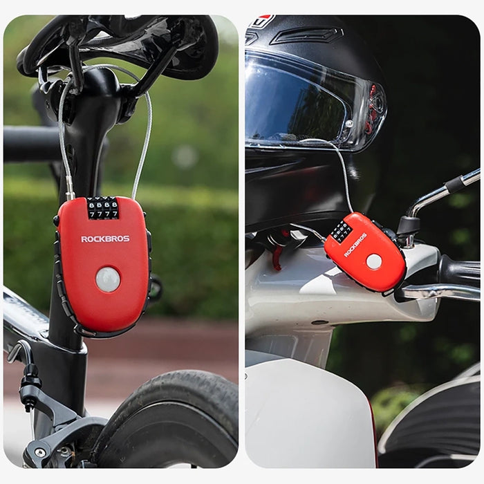 Rockbros 32420981001 bicycle lock with retractable cable - red