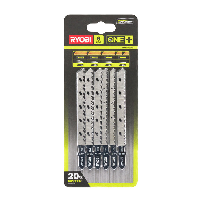 6 PCS RYOBI RAK6JSBW JIG SAW BLADES SET