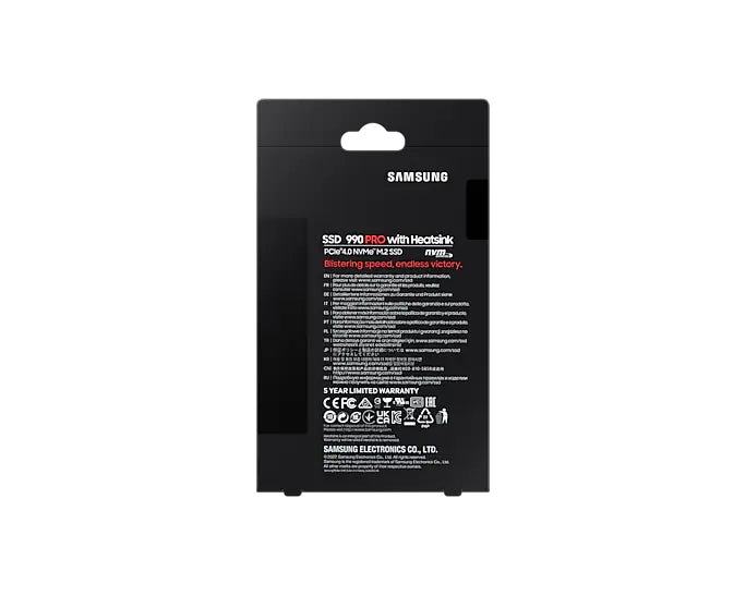 Samsung SSD 990 PRO 2TB Heatsink PCIe 4.0 NVMe 2.0 M.2 V-NAND 3-bit MLC, 256-bit Encryption, Read 7450 MB/s Write 6900 MB/s