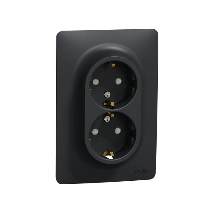 CONTACT DOUBLE SHUKO 16A ANTHRACITE SCHNEIDER UNICA (NU206754)