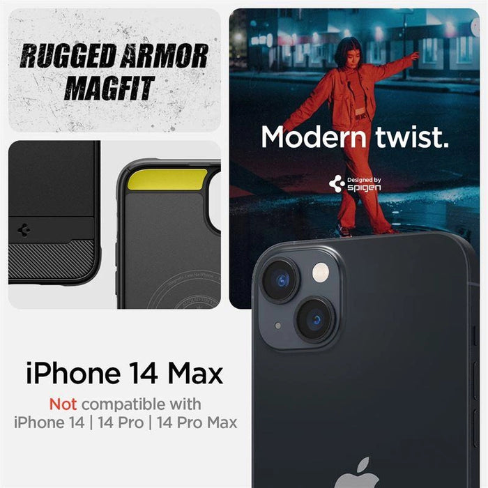 Spigen Rugged Armor Mag Case with MagSafe for iPhone 14 Plus - Matte Black