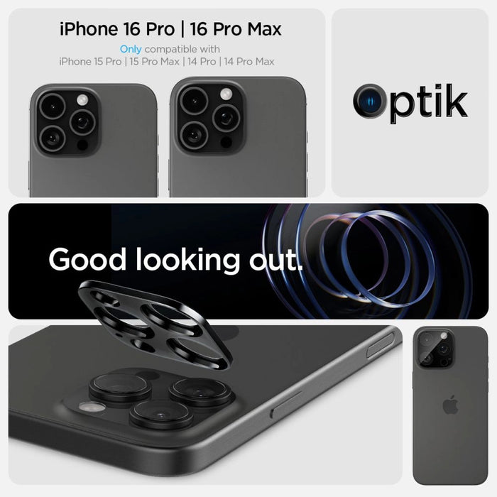 Spigen Optik.tR Camera Protector for iPhone 14 Pro / Pro Max / 15 Pro / Pro Max / 16 Pro / Pro Max - Black 2 pcs.
