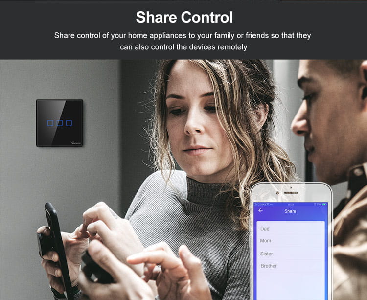 Smart Switch WiFi + RF 433 Sonoff T3 EU TX (1-channel)