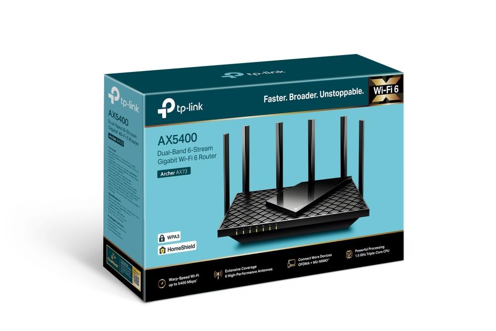 Wireless router TP-Link Archer AX73, AX5400, 2.4/5 GHz, 574 - 4804 Mbps, Gigabit