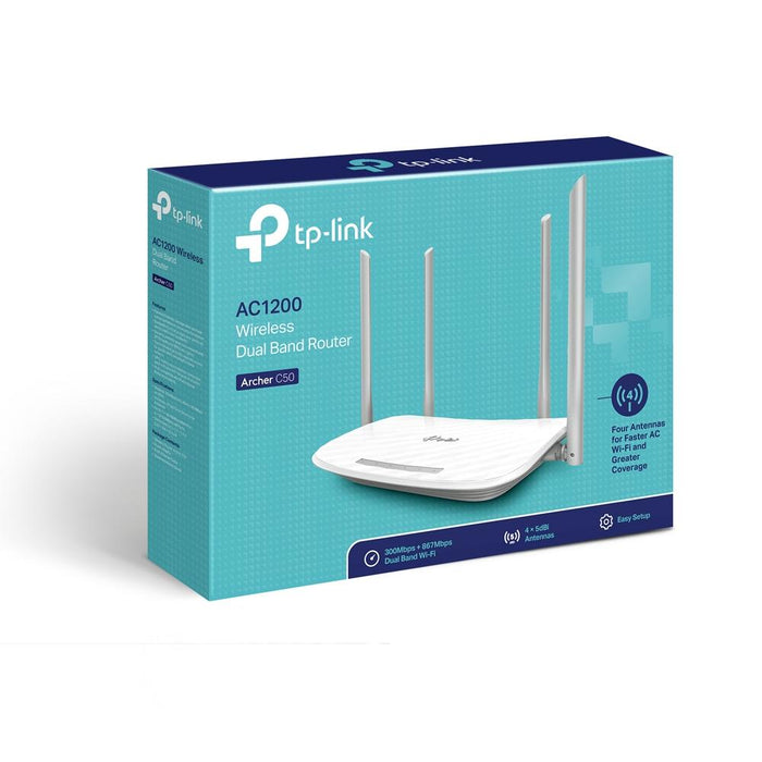 Wireless router TP-Link Archer C50 AC1200, 2.4/5 GHz, 300 - 867 Mbps, 10/100