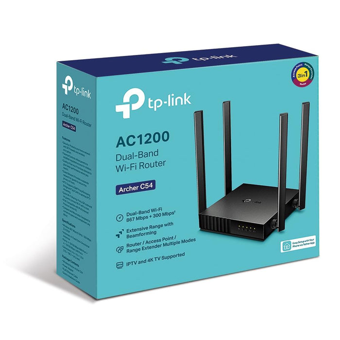 Wireless router TP-Link Archer C54 AC1200, 2.4/5 GHz, 300 - 867 Mbps, 10/100/