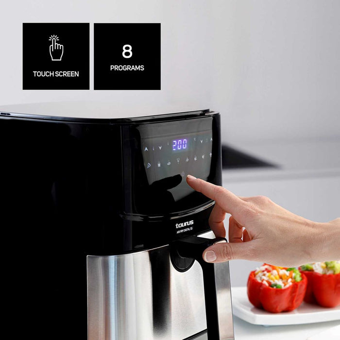 Taurus AF1450XD Single 5 L Stand-alone 1450 W Hot air fryer Black, Stainless steel