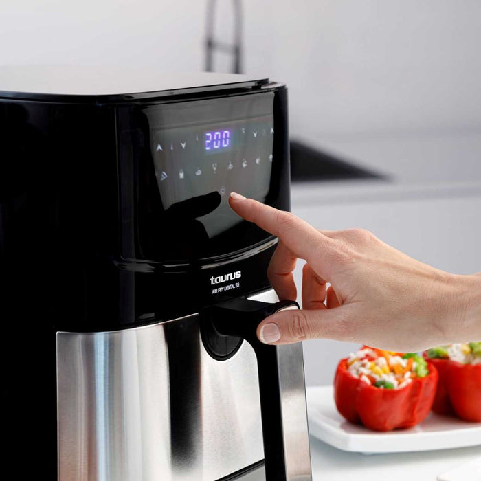 Taurus AF1450XD Single 5 L Stand-alone 1450 W Hot air fryer Black, Stainless steel