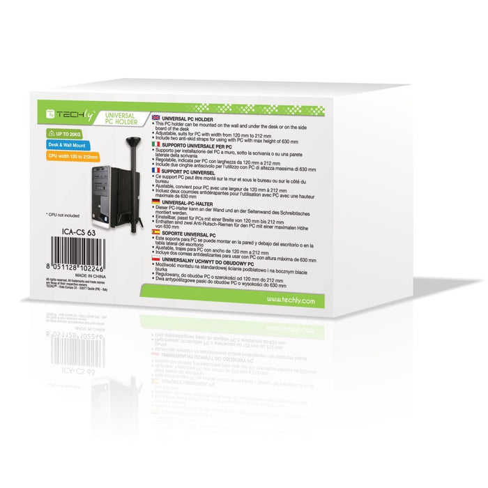 Techly ICA-CS 63 CPU holder Desk-mounted CPU holder Black