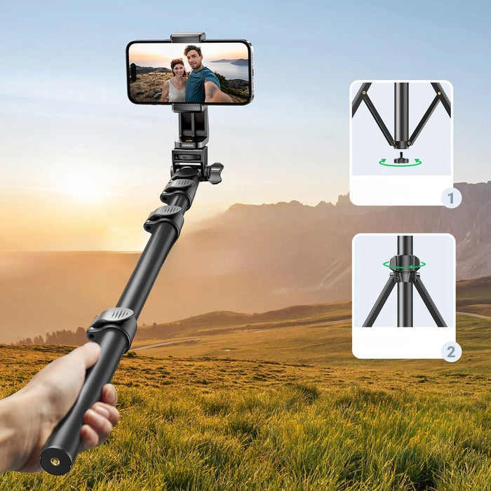 Ugreen LP680 selfie stick with stand and Bluetooth remote control 1.8m - black