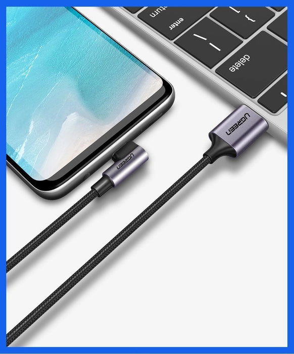 Ugreen US284 50941 USB-A (straight) / USB-C (angled) 3A Cable 1m - Gray