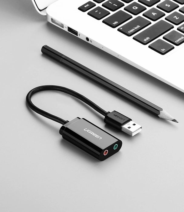 Ugreen external sound card music adapter USB - 3.5 mm mini jack 15cm black (30724)