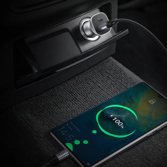 Ugreen Car Charger USB Type C / USB 24W Power Delivery Quick Charge Gray (30780)