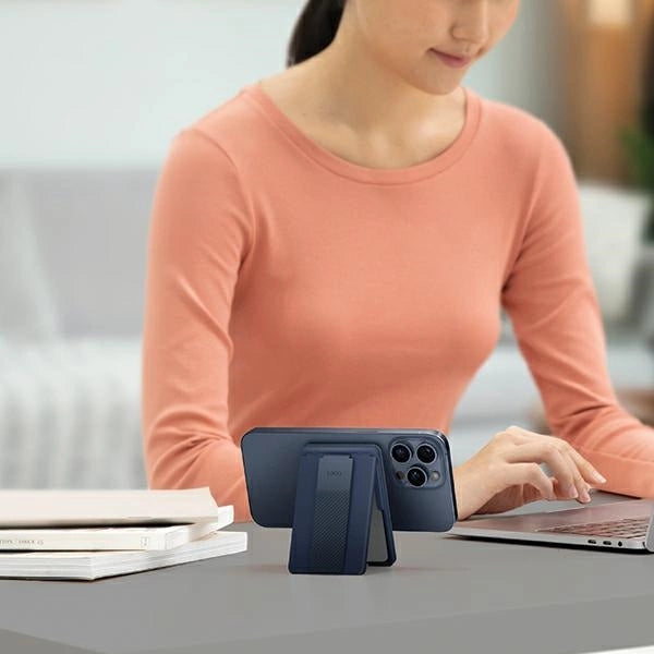 Uniq Heldro ID magnetic wallet with support and wristband - pink