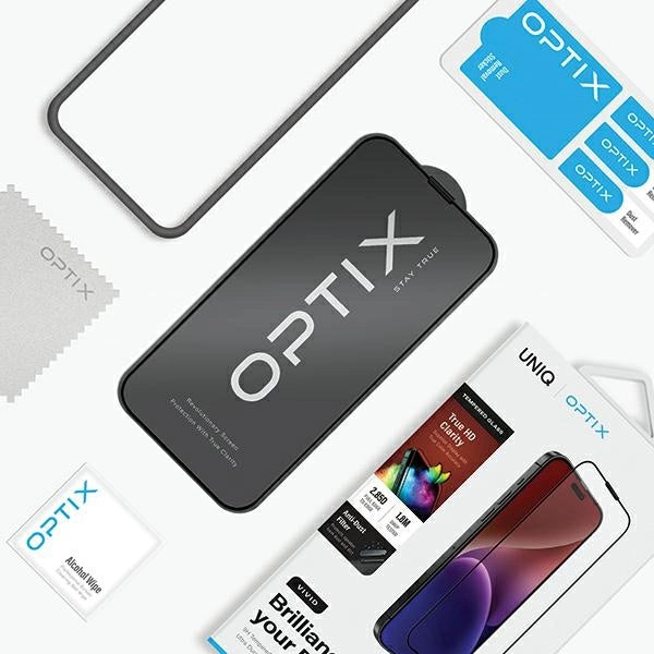 Uniq Optix Vivid glass for iPhone 15 Pro Max with applicator