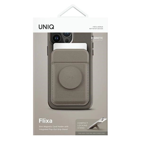 Uniq Flixa Magnetic Card Wallet with Stand Gray/Flint Gray MagSafe