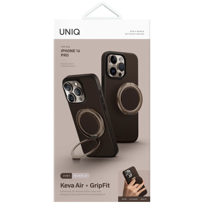 Uniq Keva Air Magclick Charging GripFit Case for iPhone 16 Pro - Brown