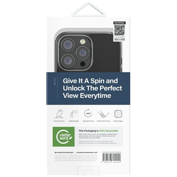 Uniq Swivix 360 Rotating Kickstand Case for iPhone 16 Pro Max - Black