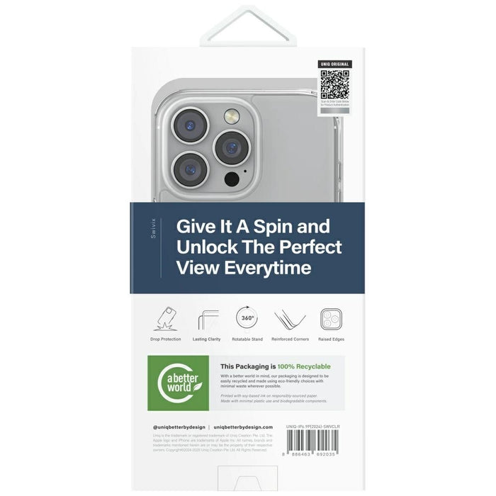 Uniq Swivix 360 Rotating Kickstand Case for iPhone 16 Pro Max - Clear