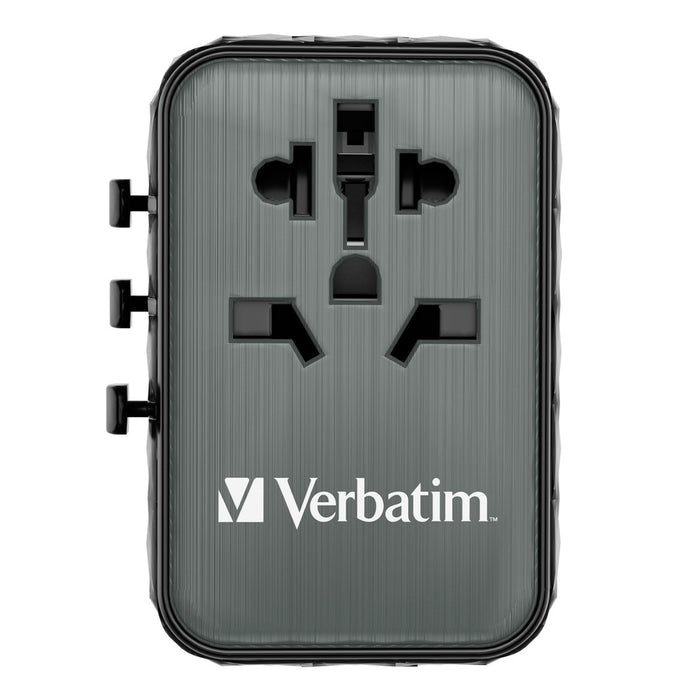 Verbatim UTA-05 GaN III Universal Travel Adapter with 2 x USB-C PD 65W & QC 4+ / 2 x USB-A