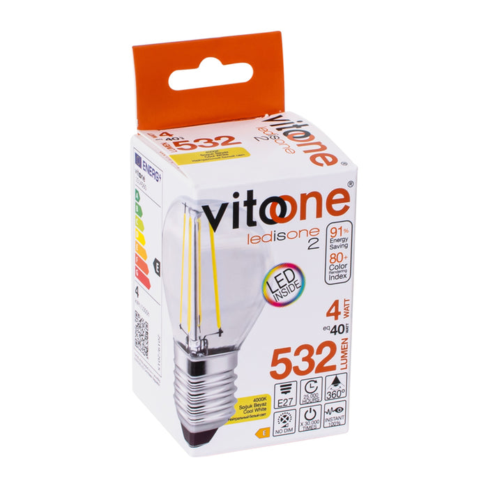 LED BULB E27 4W 2700K 520LM FILAMENT BALL VITO