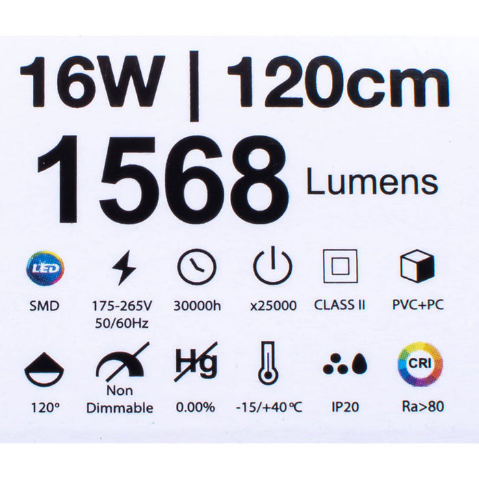 LED LINE FLUMINUM 16W 6000K 117CM WITH KEY AND CABLE WITH PLUG VITO LEDLINE-P
