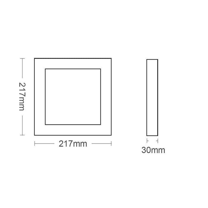 LED PANEL SQUARE 18W 4000K 1980LM 217X217MM EXTERIOR VITO