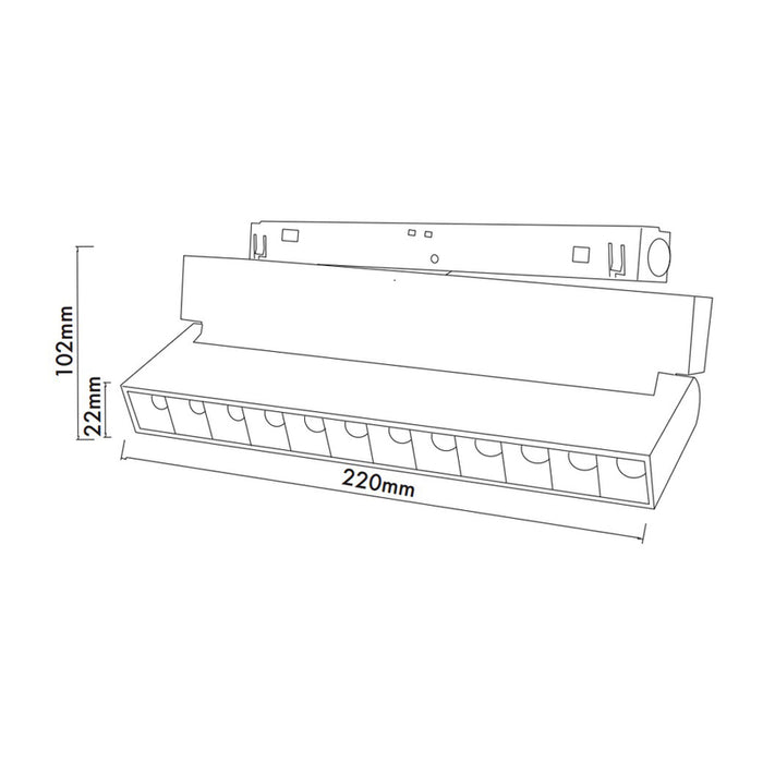LED LINEAR SPOT 12W 4000K 22CM FOR MAGNETIC-RAIL M F BLACK VITO