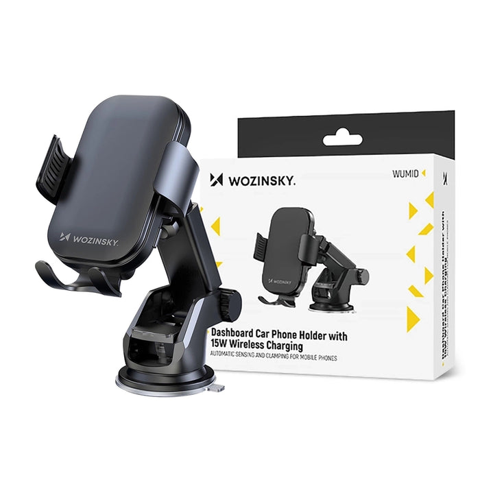 Wozinsky WUMID Phone Holder with 15W Inductive Charger for Car Dashboard - Black