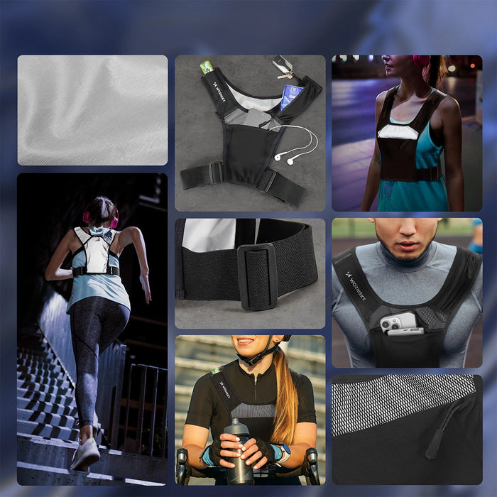 Wozinsky WKDB1 Reflective Running Vest - Black