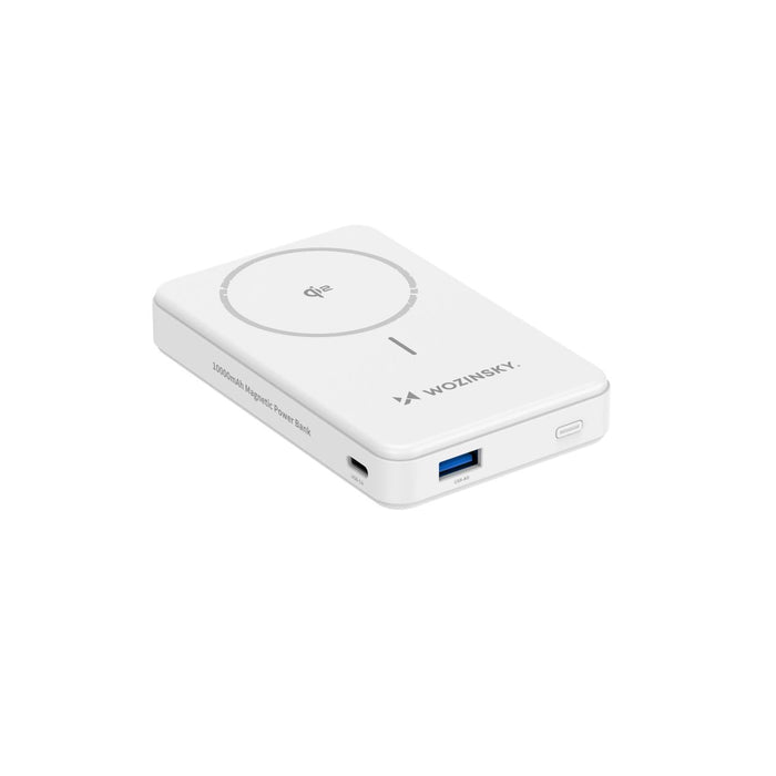Powerbank Wozinsky WLWP-10KA0Y3WS 22.5W PD Qi2 10000 mAh, with stand, 1x USB-A, 1x USB-C - white