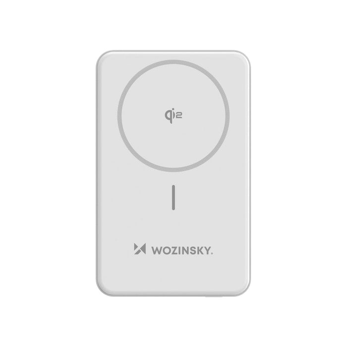 Powerbank Wozinsky WLWP-10KA0Y3WS 22.5W PD Qi2 10000 mAh, with stand, 1x USB-A, 1x USB-C - white
