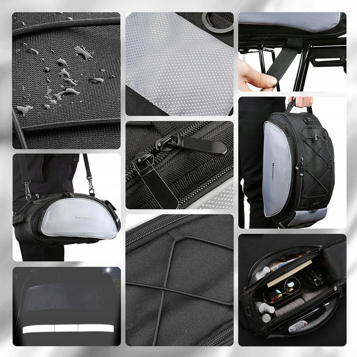 Wozinsky bike carrier bag with shoulder strap 13l black (WBB1BK)