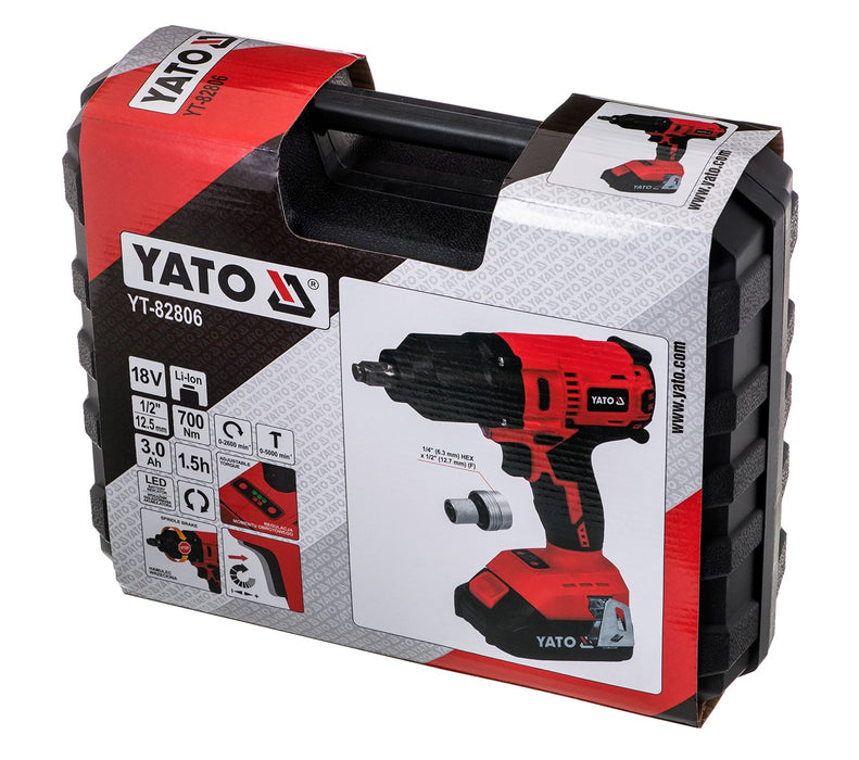 Brushless impact wrench 1/2" 700Nm YATO YT-82806