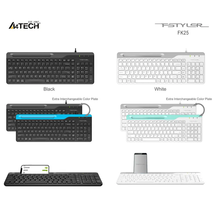 A4tech Fstyler FK25 Wired Keyboard Phone Stand Cyrillic Black - Клавиатури<<<Компютърна периферия<<<ValiAPI