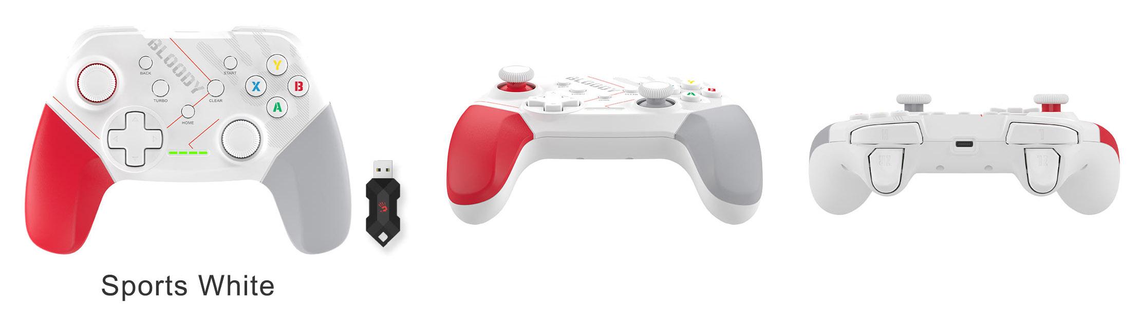 Gaming controller A4tech Bloody GPW50, Dual-mode wired and wireless, White