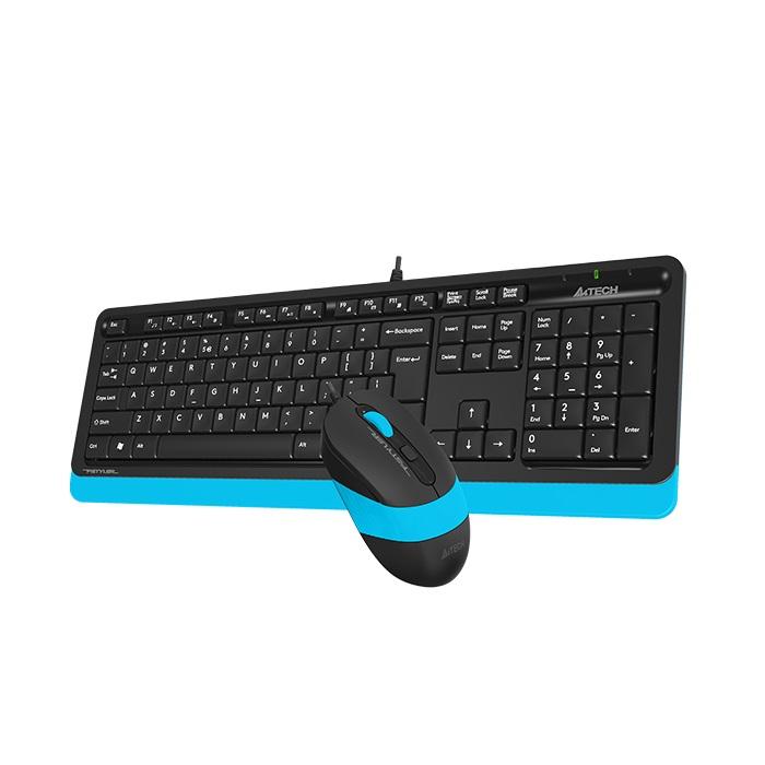 A4TECH Fstyler F1010 Keyboard and Mouse Set, Black/Blue