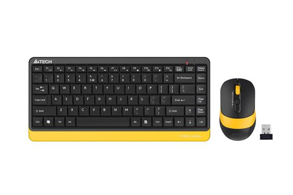 A4TECH Fstyler FG1110 Keyboard and Mouse Set, Wireless, Black/Yellow