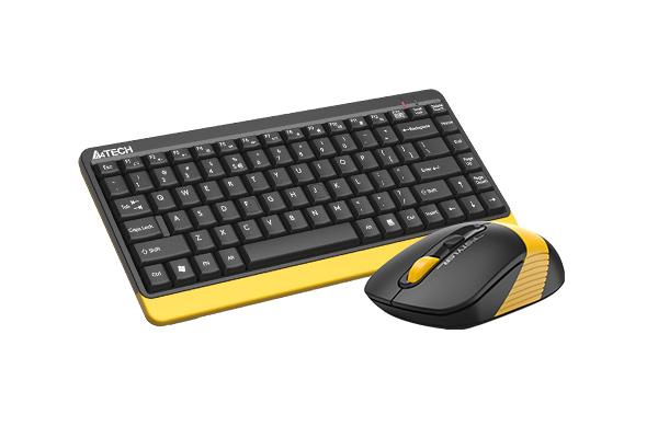 A4TECH Fstyler FG1110 Keyboard and Mouse Set, Wireless, Black/Yellow