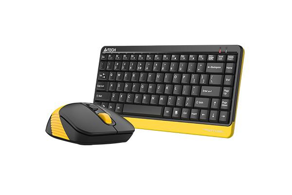 A4TECH Fstyler FG1110 Keyboard and Mouse Set, Wireless, Black/Yellow